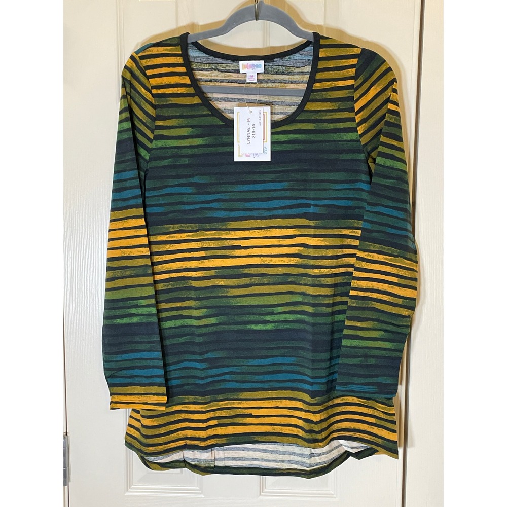 LuLaRoe Lynnae Top Womens Medium Multi-Color New Long Sleeve Striped